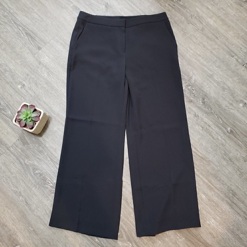 St John Collection Wide Leg Cropped Dress Pants Sz 8 Black